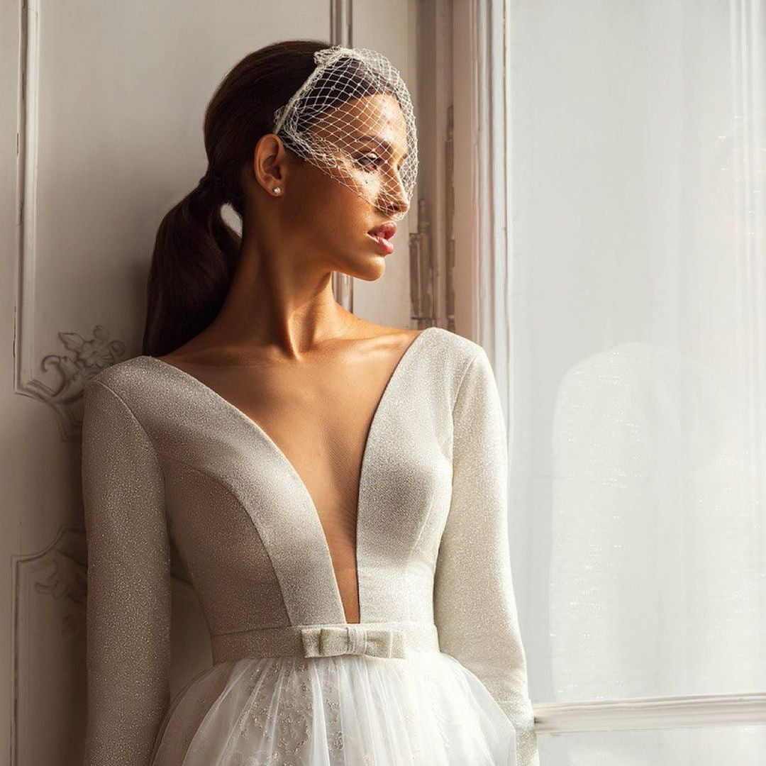 White Headband Veil for Bridal Crystal Birdcage Black Face Net Mask Short Veil Fascinator Elegant Charming Veil