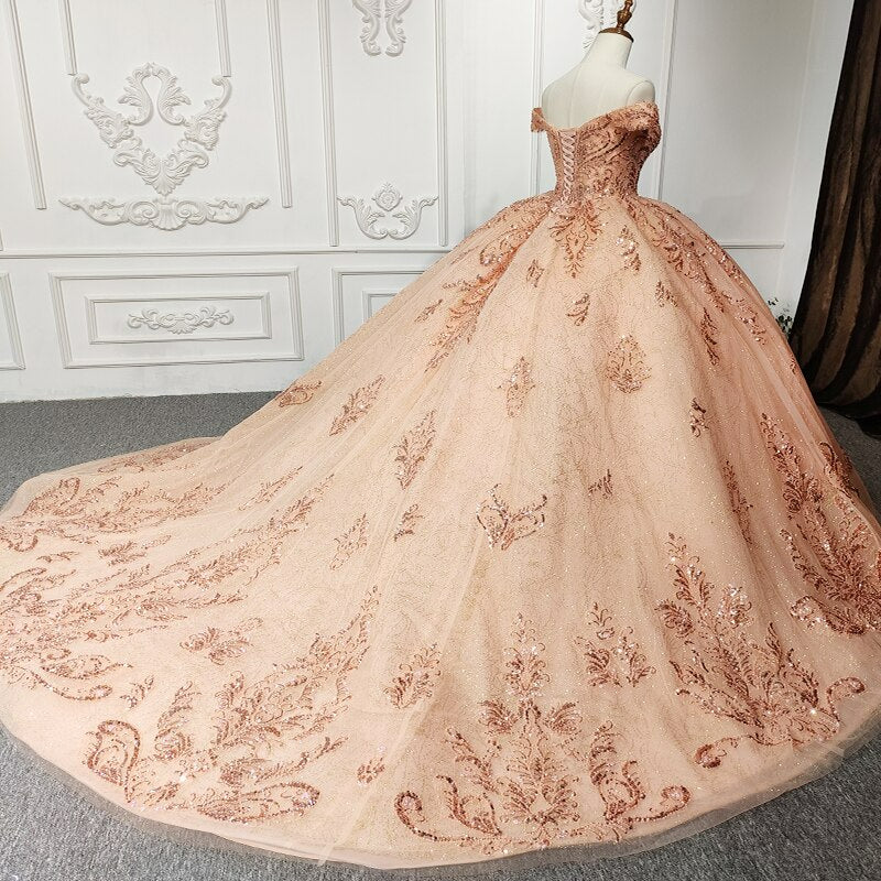 Quinceanera flower beading ball gown luxury sweet 16 dress