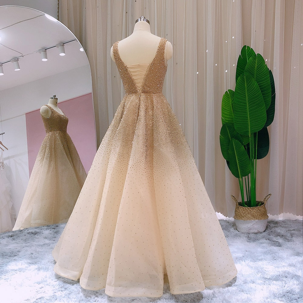 SS208 Luxury Dubai Crystal Gold Ball Gown Evening Dresses Arabic Burgundy Long Formal Party Dress for Women Wedding