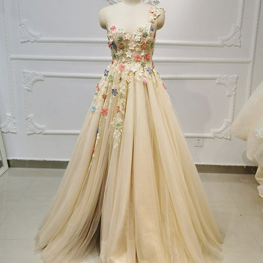 3d flower applique elegant evening gala wedding a line dress