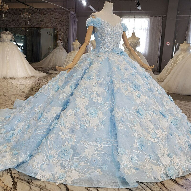 Off-shoulder Blue Strapless Evening Dress quinceanera dresses