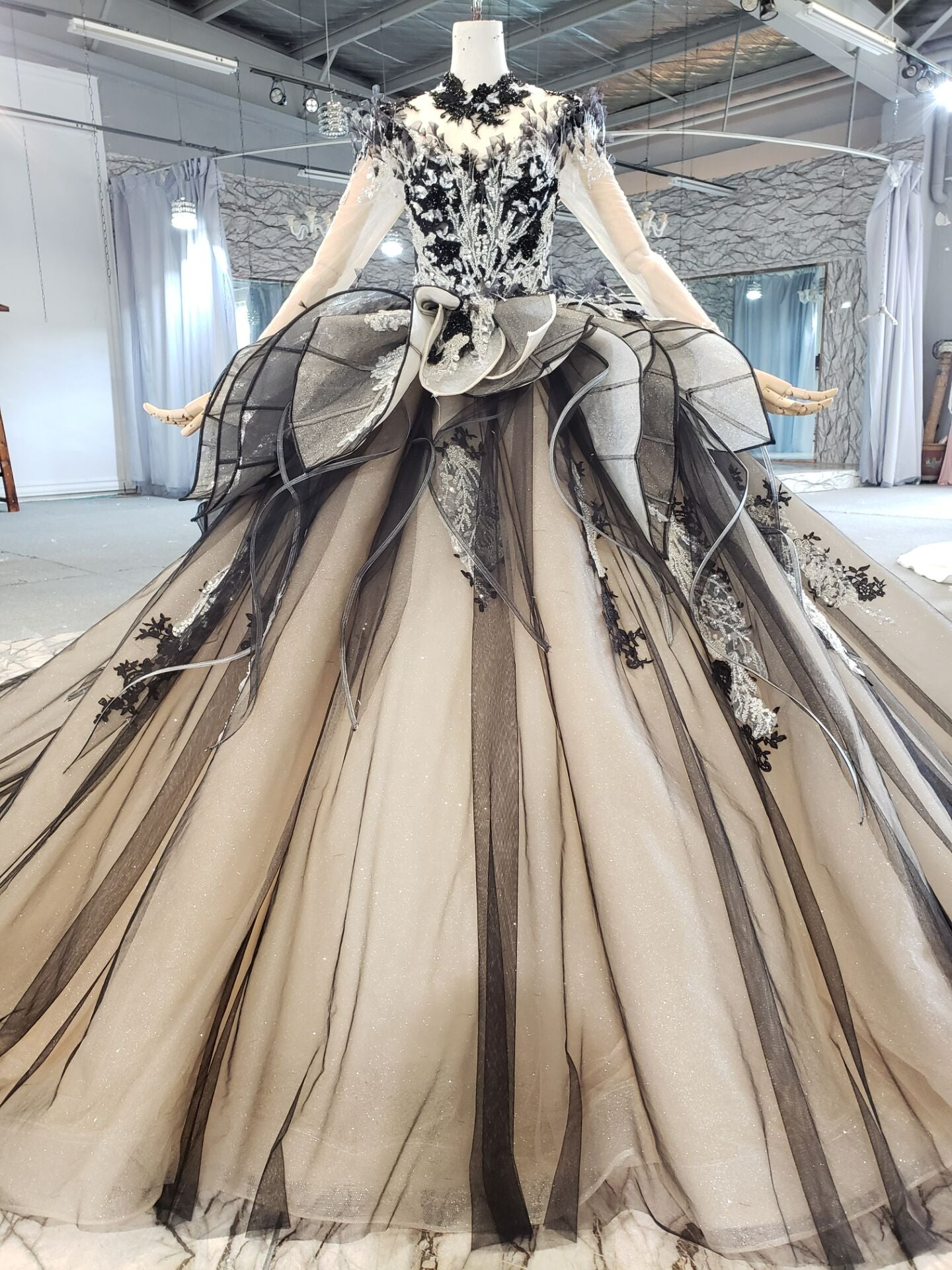 Deep V Neck Off-Shoulder Floor Length A Line Wedding Dresses – Avadress