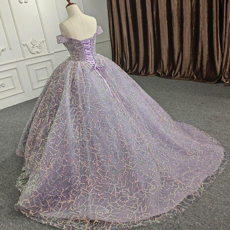 Purple Sweetheart Neckline Luxury Ball gown dress