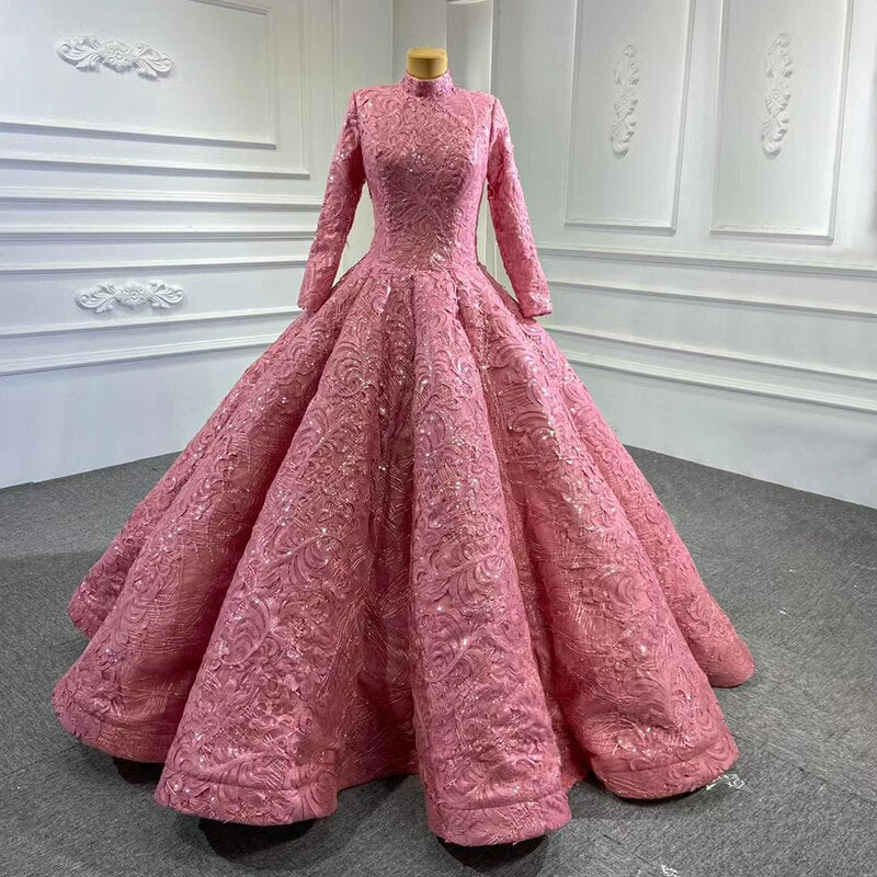 Long sleeve gala evening luxury ball gown mother of bride groom dress