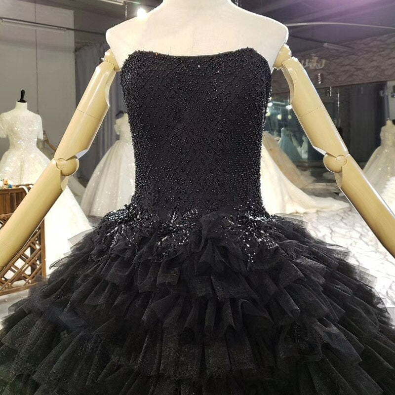 Black Wedding Dress Strapless With Sleeveless Party Dresses Vestidos De Fiesta De Noche