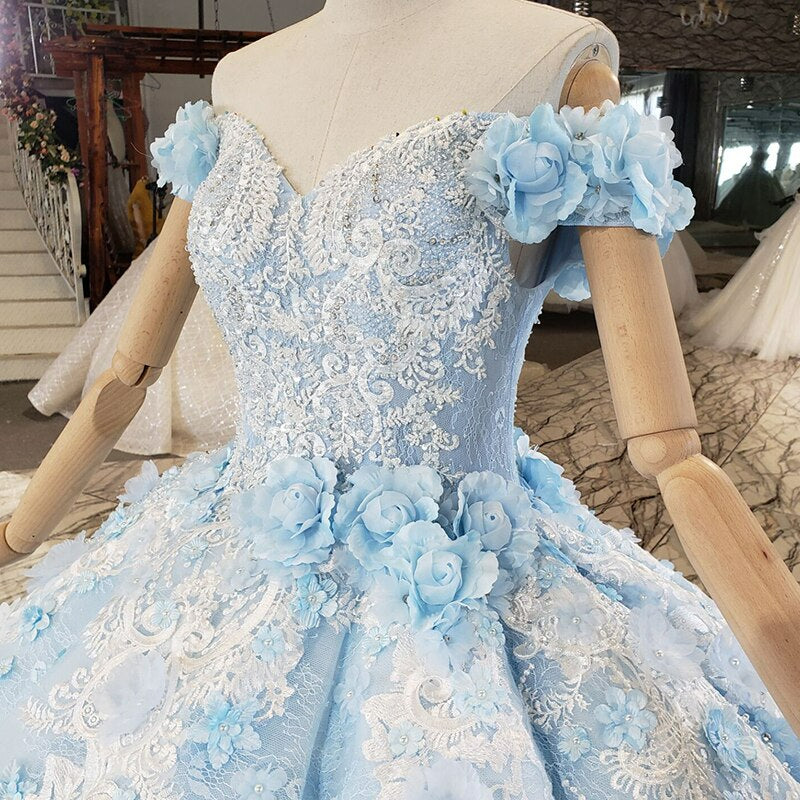 Off-shoulder Blue Strapless Evening Dress quinceanera dresses