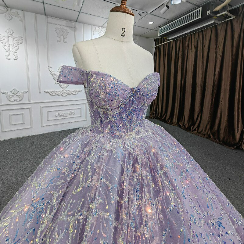 Purple Sweetheart Neckline Luxury Ball gown dress