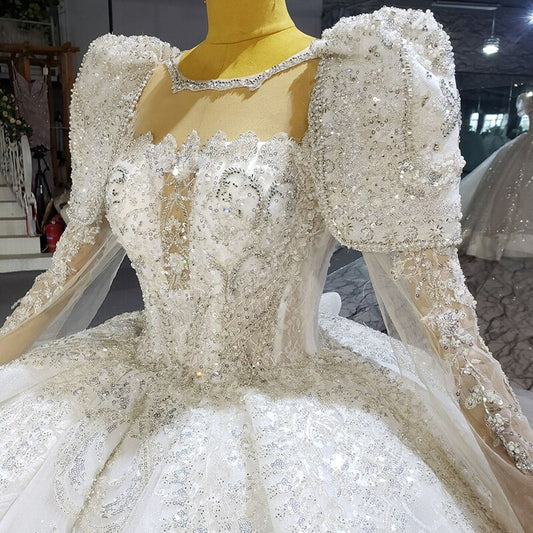 Appliques And Crystal Beading White Dress O-Neck Boho Wedding Dress Flower Wedding Dress For Civil Wedding bestidos de novia