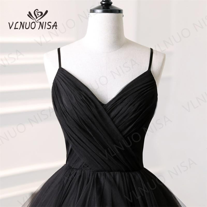 Fashion Lace Black wedding dress Quinceanera Dress Spaghetti Straps Ruched Organza Vestidos De 15 Debutante Gown Bohemia Princess