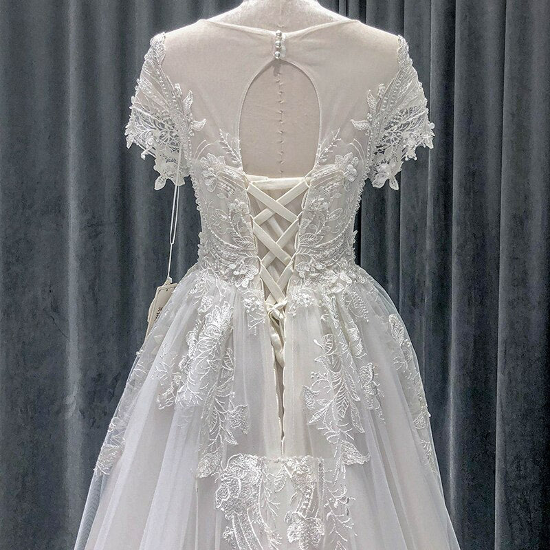 romantic wedding dress elegant wedding Female Ceremony dress woman modest lace simple civil bried wedding dress