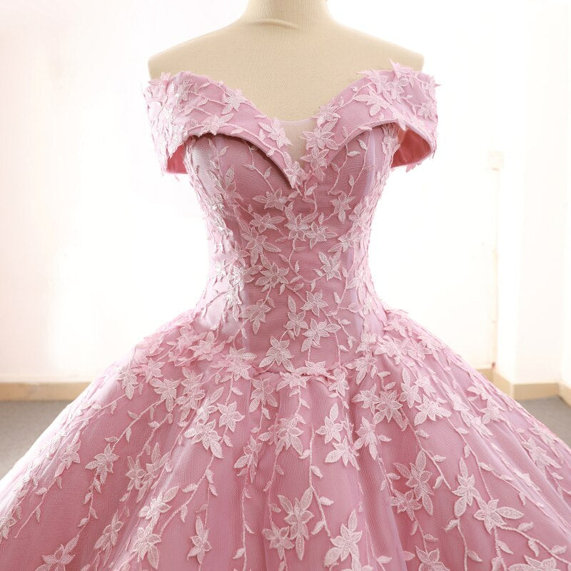 pink off shoulder shiny evening dress