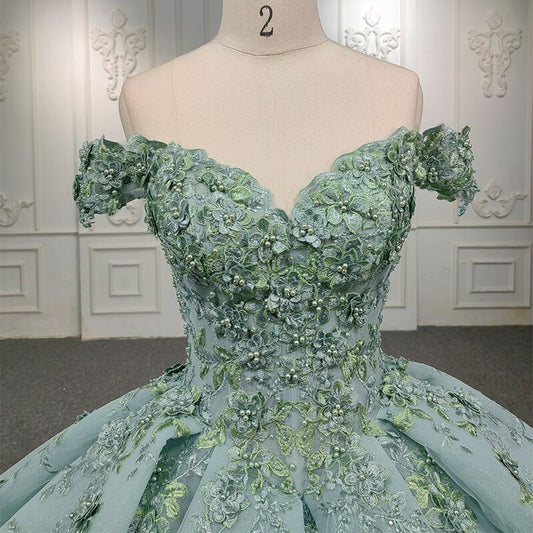 Green luxury Quinceanera evening ball gown dress