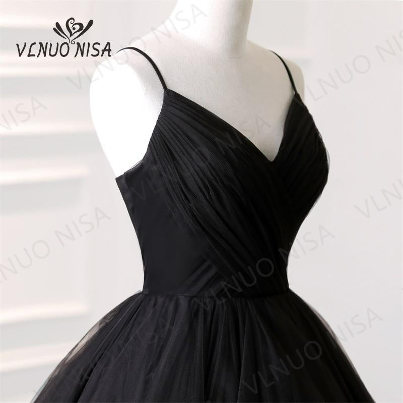 Fashion Lace Black wedding dress Quinceanera Dress Spaghetti Straps Ruched Organza Vestidos De 15 Debutante Gown Bohemia Princess