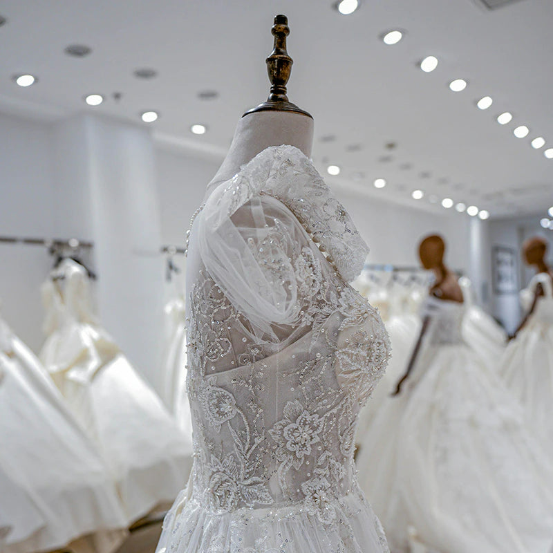 Princess Tulle Corset Wedding Gowns Lace Up Back Sweetheart Elegant Bridal Long Sleeve Boho Wedding Dresses