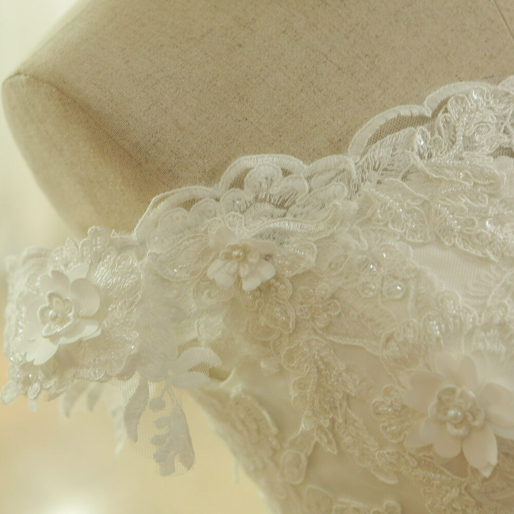 Fashion Cheap Off the Shoulder Short Sleeve Beads Lace Applique Bridal Wedding Dress matrimonio vestido longo