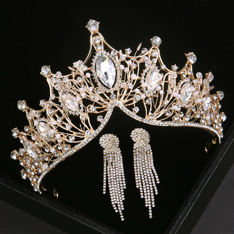 Vintage Baroque Crown Tiara Diadem Silver Color Crystal Rhinestone Crown  And Tiaras Bridal Hair Jewelry Wedding