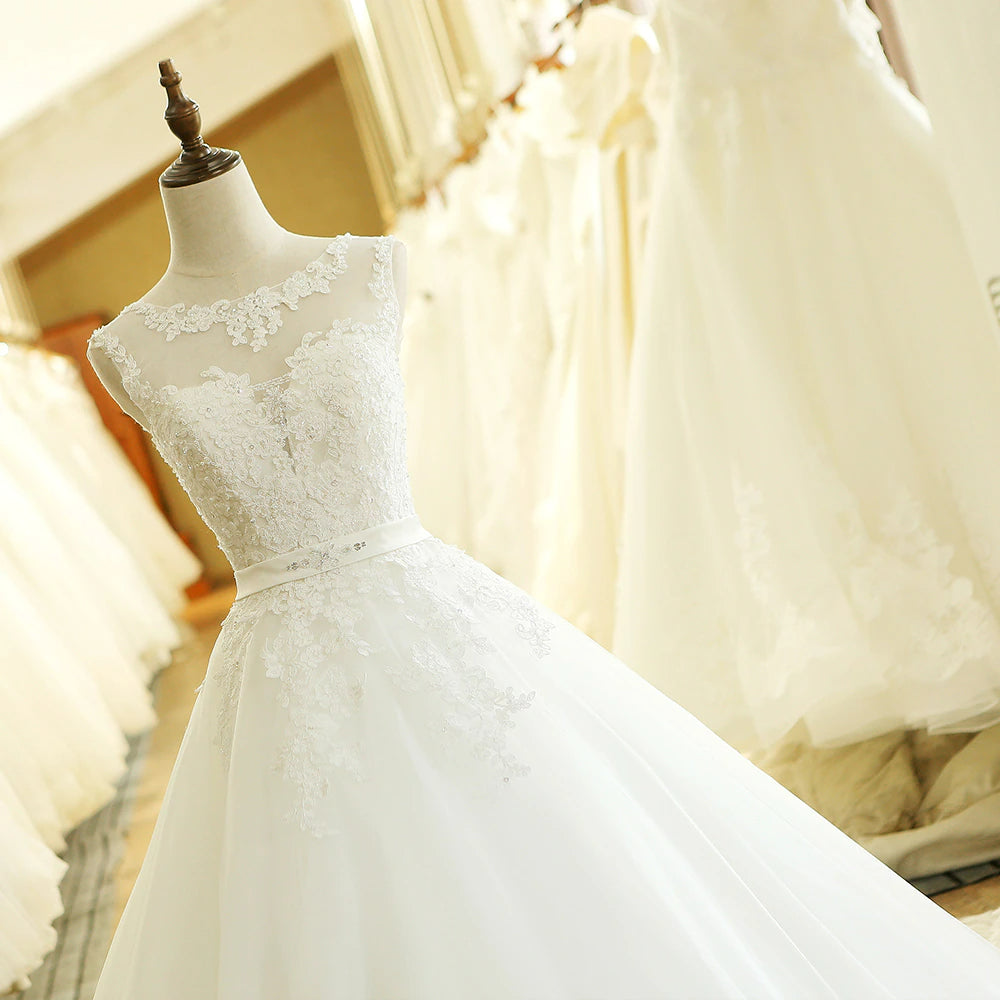 Vintage Custom Made A-Line Long Lace Appliques Wedding Dress plus size Bohemian abito da sposa tulle bridal gown