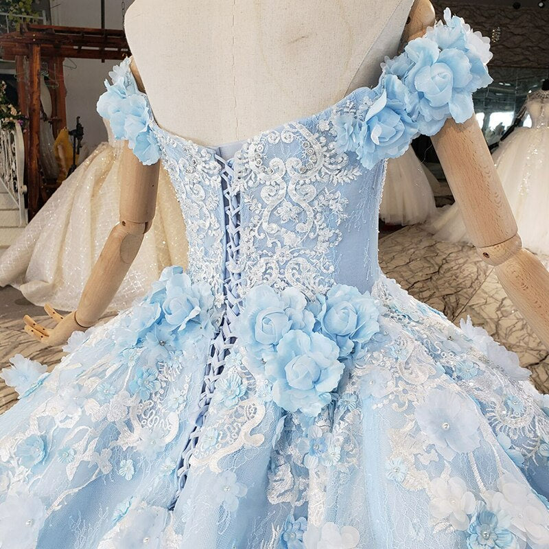 Off-shoulder Blue Strapless Evening Dress quinceanera dress