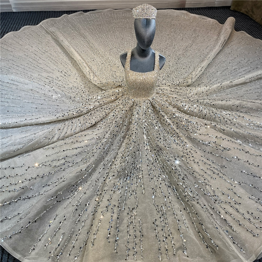 Princess Lace Strap Wedding Dress Ball Gown luxury shint Bridal Dresses