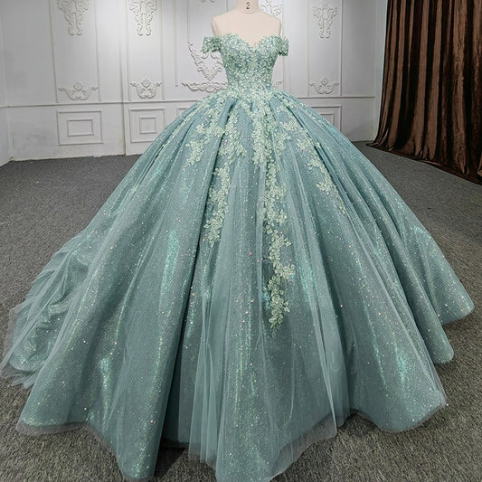 Purple Green Sweetheart  Crystal Beading Shinny ball gown Quinceanera wedding evening dress
