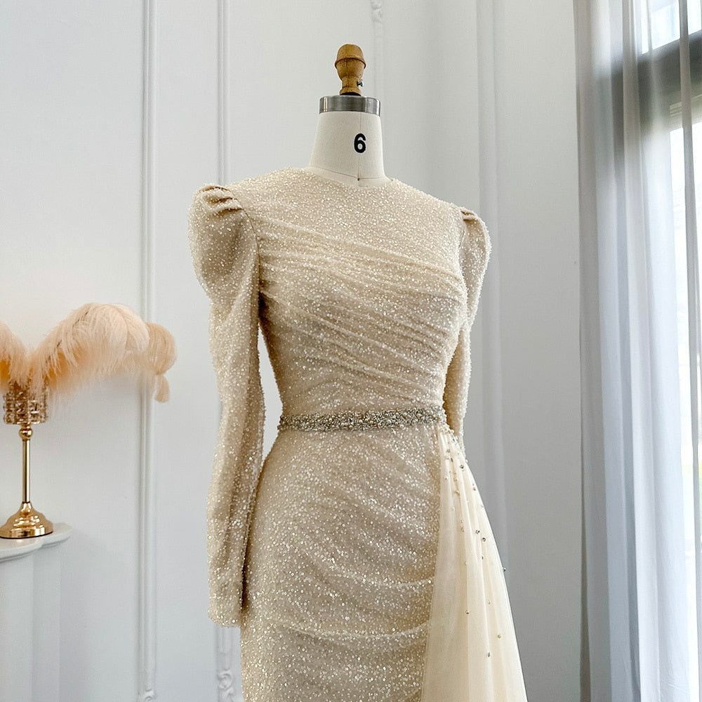 KRISSA | Pleated Chiffon Long Bell Sleeve Bridesmaid Dress – Envious Bridal  & Formal