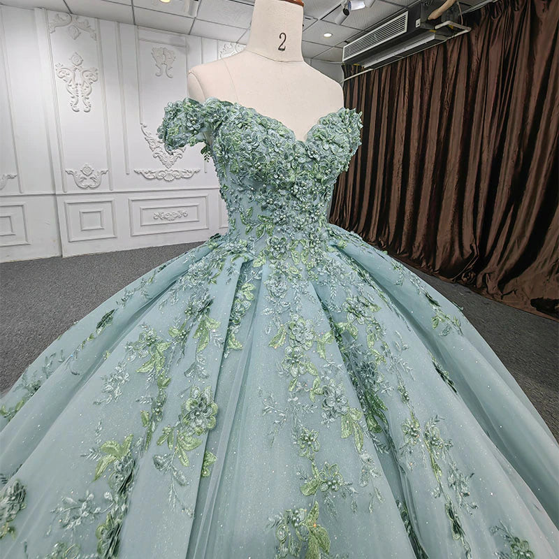Green luxury Quinceanera evening ball gown dress