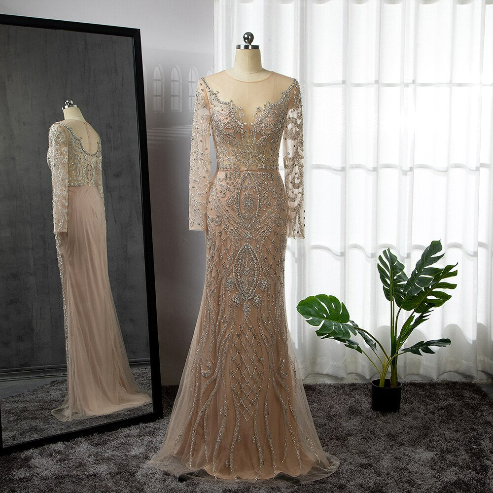 Mermaid Evening Dresses Gowns Beaded Overskirt Elegant For Women Party Serene Hill LA71597