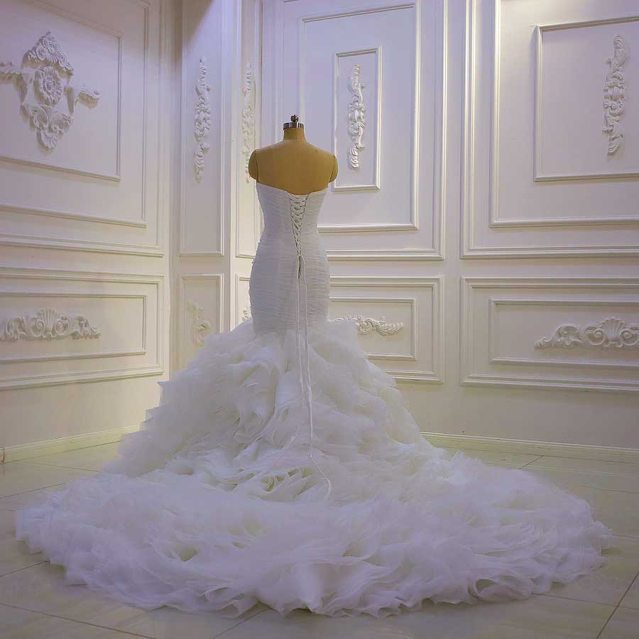 AM1101  Strapless Simple Pleated Mermaid Wedding Dress