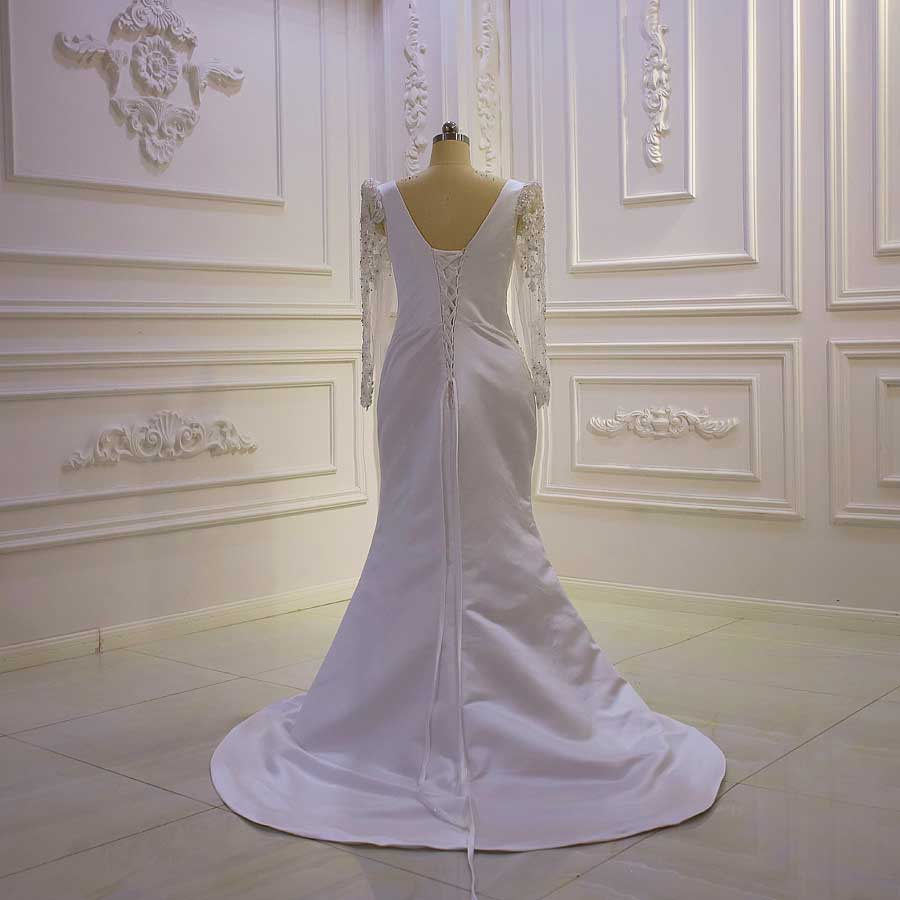 Elena AM1127 Detachable Train Satin Wedding Dress
