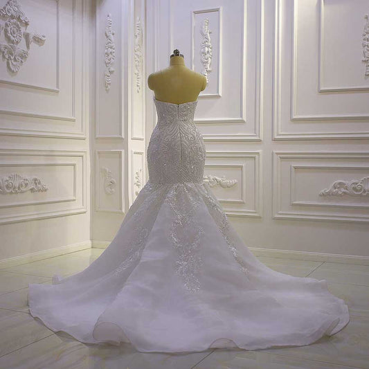 AM894  Strapless Lace Applique mermaid Wedding Dress