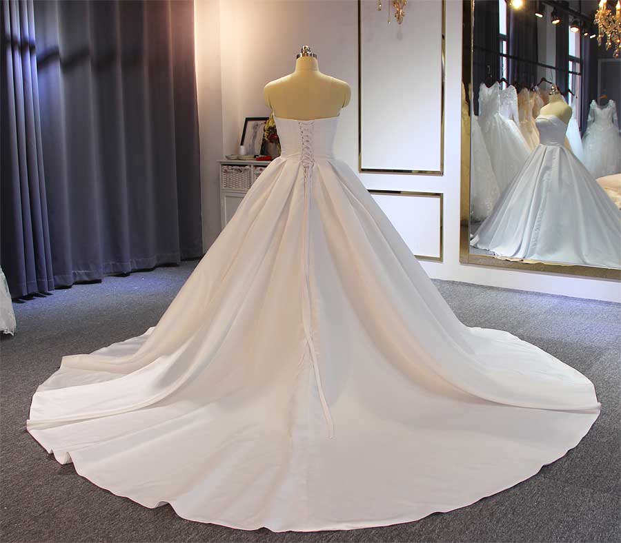 Simple Satin Wedding Dress With Good Price Bridal Gown Marriage Luxury Ball Gown No sleeves wedding dress