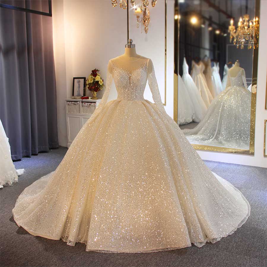 NS3536 Narili Ball Gown Wedding Dress Sparkling Shiny luxury Bridal Dress