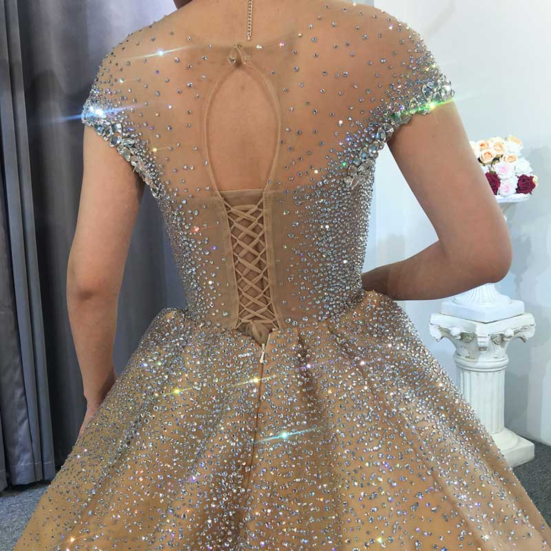 Full Hand Sewn Crystal Beads Shiny Glitter Ball Gown Wedding Dress Luxury Couture Affordable Wedding Dress vestido de novias