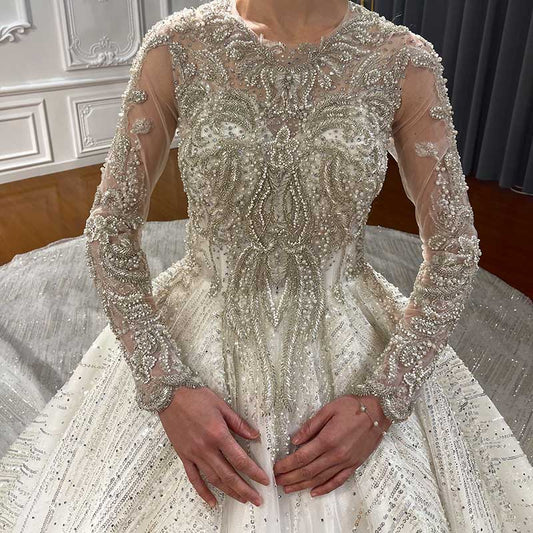 Elegant Full Lace Cover Wedding Dress New Arrival Muslim Modest Wedding Dress Ball Gown