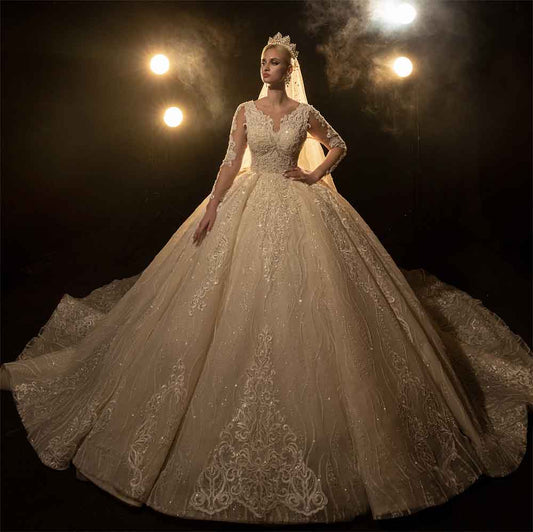 Luxury Long Sleeve Ball Gown Wedding dress affordable luxury dress vestido de novia plus size luxury wedding dress