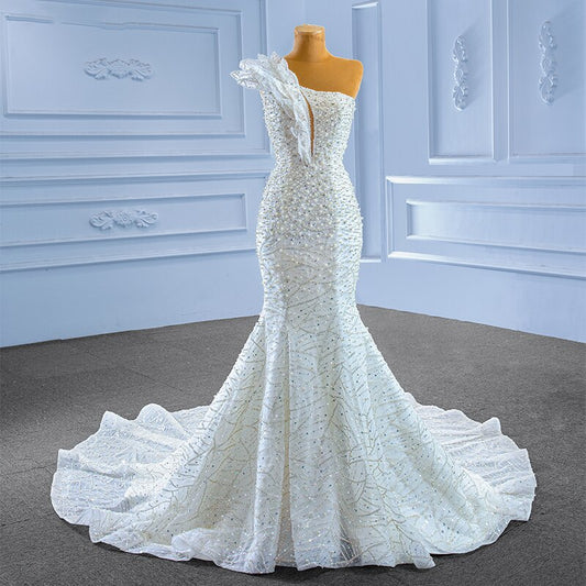 Gianna Superfine Wedding Dresses For Women Bride Organza Mermaid Strapless Wedding Dress Crystal Sequined RSM222206 Vestido De Noiva