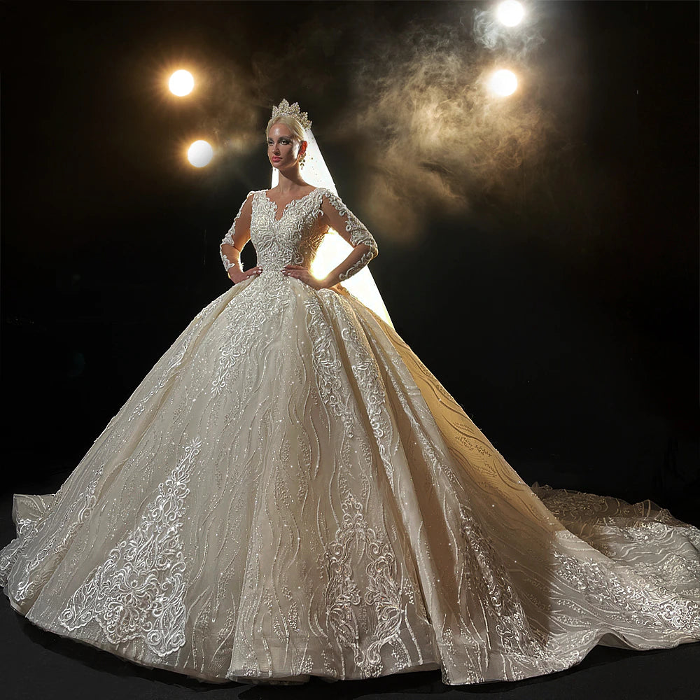 Luxury Long Sleeve Ball Gown Wedding dress affordable luxury dress vestido de novia plus size luxury wedding dress