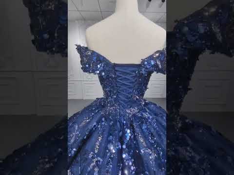 Navy blue Georgette Gown Dress - GW0192