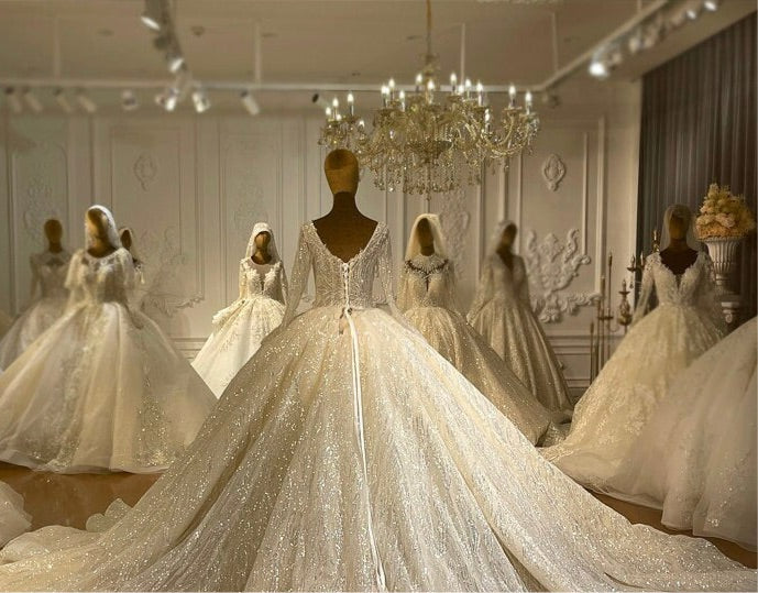 NS4269 Luxury shiny glitter Ball gown wedding Dress