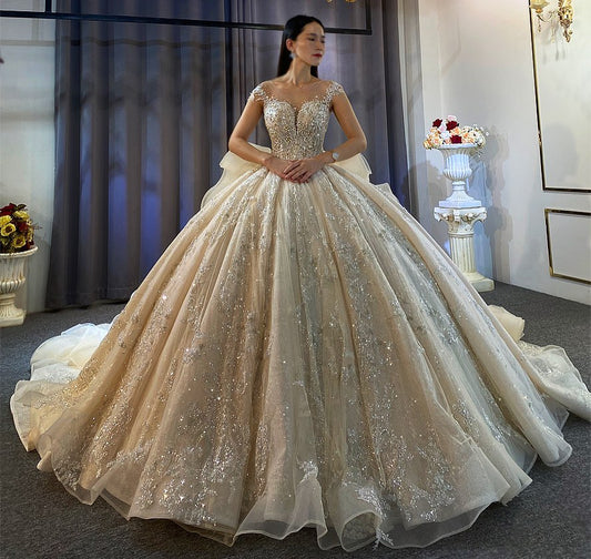NS3977 Ball Gown Crystal Beaded custom made Affordable Luxury Couture Wedding Dress