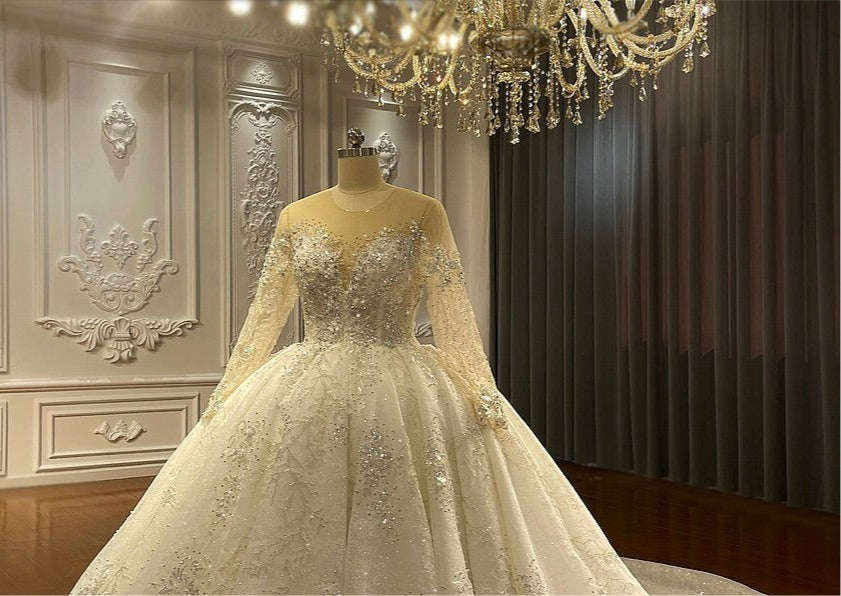 NS4358 Luxury Crystal Beaded ball gown Wedding Dress