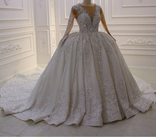 AM224 Rhinestone Crystal Ball Gown Luxury Wedding Dress