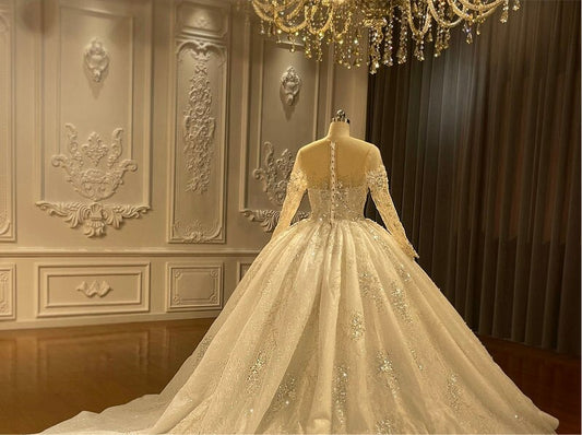 NS4358 Luxury Crystal Beaded ball gown Wedding Dress